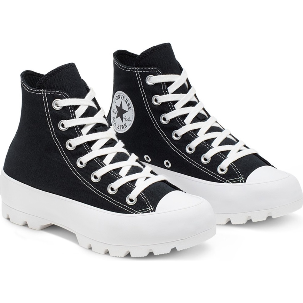 New Black Lugged Chuck Taylor All Star Hi Sneakers - Picture 3 of 5